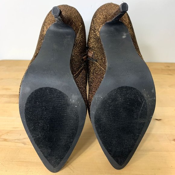 NICOLE MILLER NYC Logan Bronze Glitter Pointed Toe Heeled Boot Sz 8.5 - Picture 8 of 11